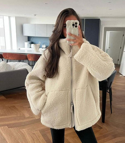 LESSIA Oversized Teddy Jacket