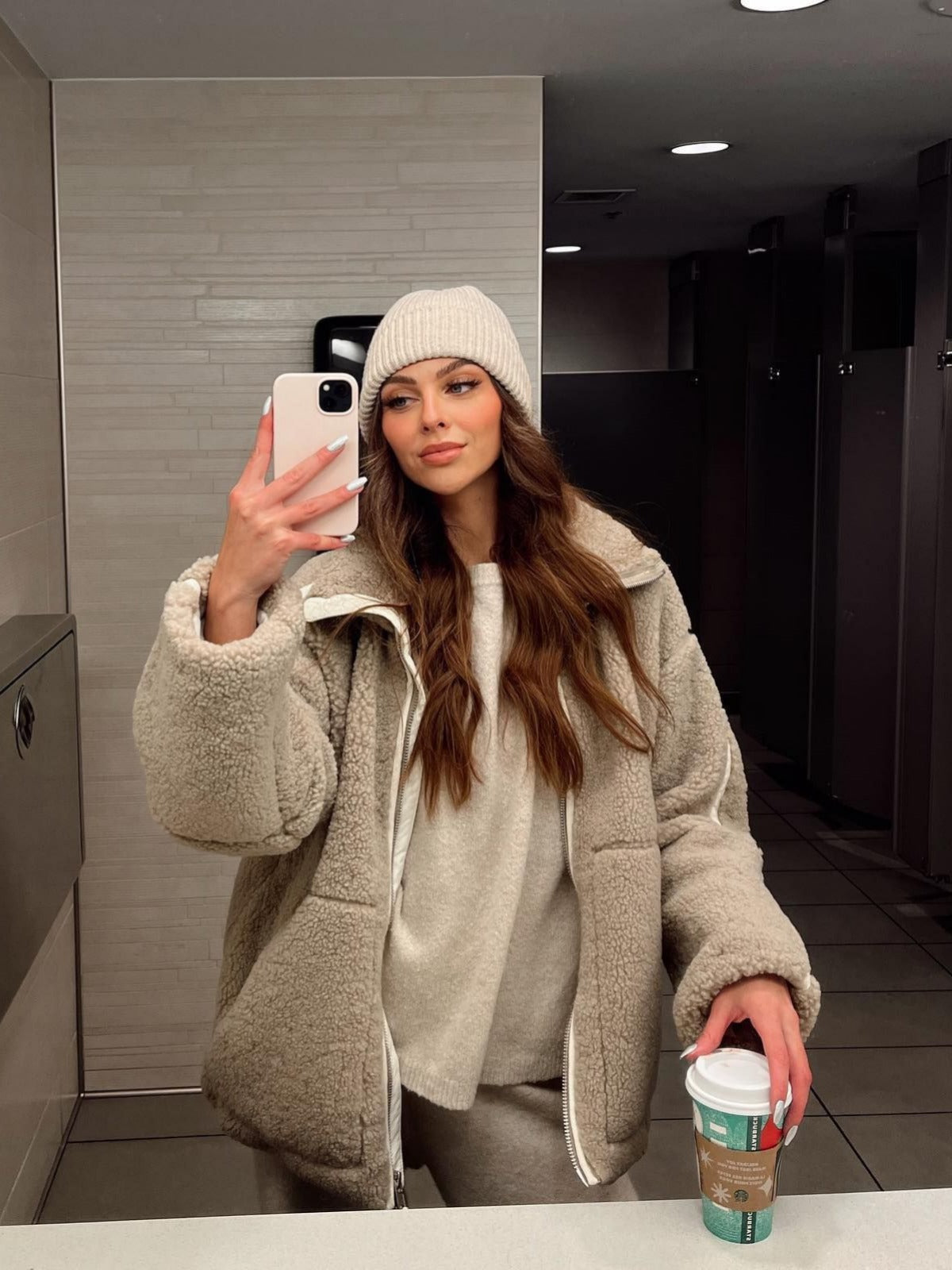LESSIA Oversized Teddy Jacket