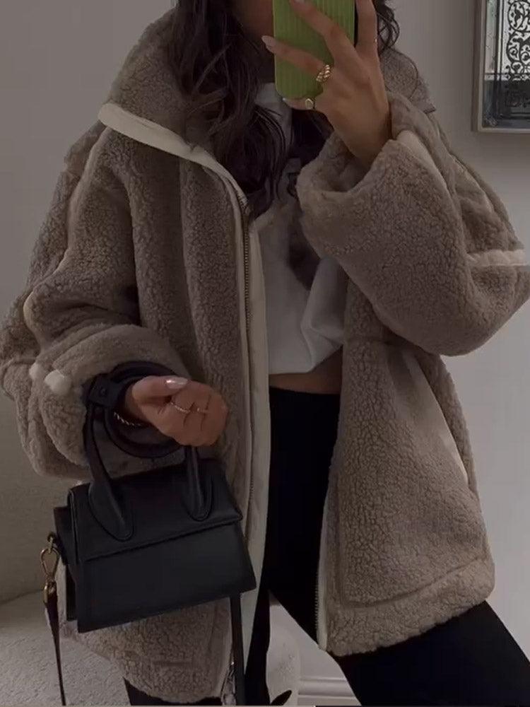 LESSIA Oversized Teddy Jacket