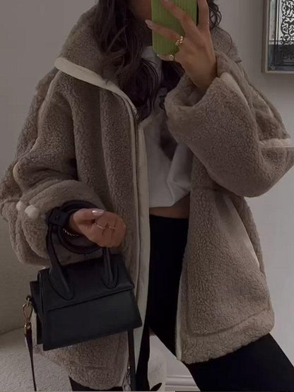 LESSIA Oversized Teddy Jacket
